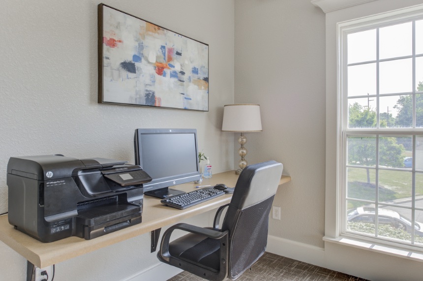 Home office in a Westfield apartment.