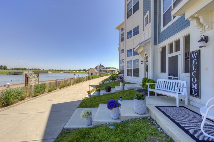 Patio of model home in Westfield